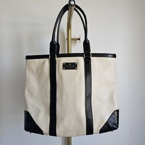 KATE SPADE Clinton Hill Dama Tote - Black Patent leather & Cream Tweed (Natural)